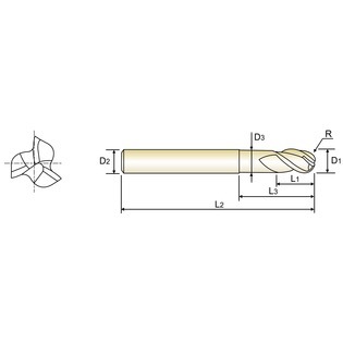 E5908 fraise 3 dents détalonnée pour alu